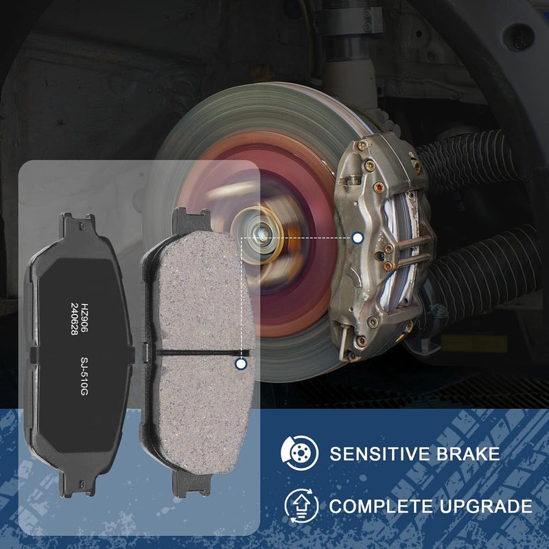 SUPLABEL HZ906 Front Disc Brake Pad Set Compatible with 2006 Toyota Sienna - Image 2